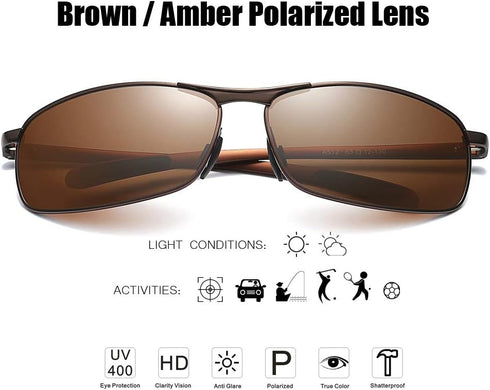 ZHILE Rectangular Polarized Sunglasses Al-Mg Alloy Temple Spring Hinge UV400...