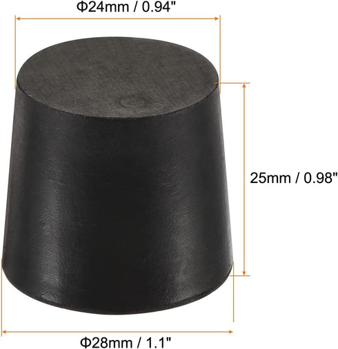 MECCANIXITY Rubber Tapered Plug 24mm to 28mm Solid Test Tubes Bungs Stopper Black for Lab Home 5 Pieces...