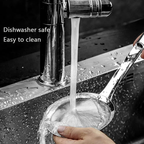 Kitchen Skimmer Strainers Stainless Steel Mesh Colanders Food Strainers Set Fine Mesh Sieve With Handle Slotted Spoon Handheld Fry Oil Filter For ...
