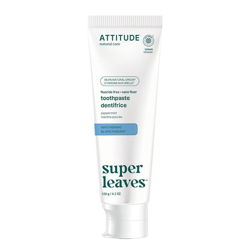 ATTITUDE Fluoride-Free Toothpaste, Plant- and Mineral-Based Ingredients, Vegan, Cruelty-Free and Sugar-Free, Whitening, Peppermint, 4.2 Oz...