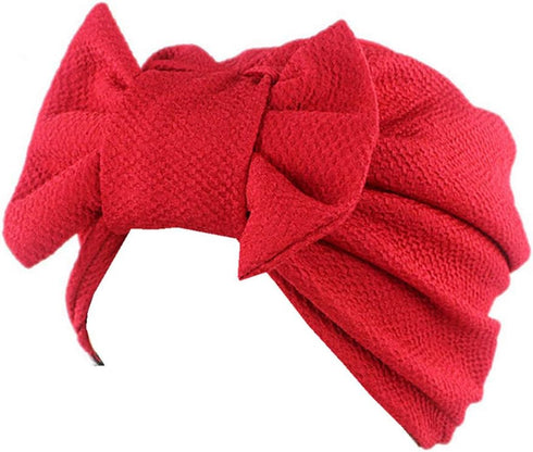 Qhome Womens Luxury Bow Turban Hat Stylish Chemo Cap Red...
