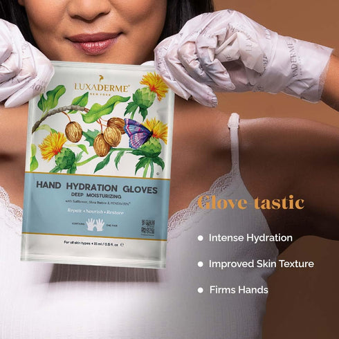 LuxaDerme Moisturizing Gloves for Dry Hands - 15ml Safflower & Shea Butter Hydrating Hand Mask - Rejuvenate Dull & Cracked Skin - Skincare Gift Se...