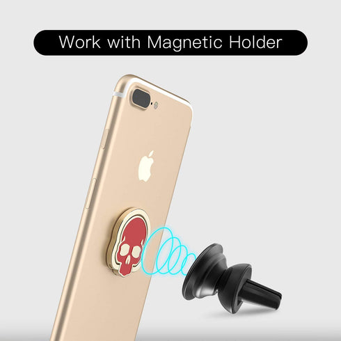 homEdge Cell Phone Skull Ring Grip, Set of 3 Packs 360° Adjustable Finger Ring Holder, Suitable for Magnetic Car Mount Kickstand for Cell Phone-Bl...