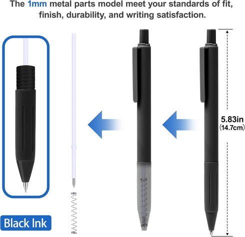 Pens Ballpoint, 14 Pack Smooth Writing Pens, Ball Point Pens Black Ink Medium Point (1.0mm), Retractable Pretty Journaling Pens School Office Supp...