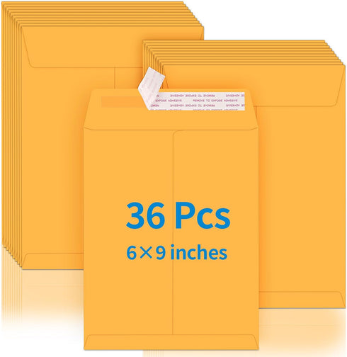 36 Pack Catalog Envelopes Self Seal, 6 x 9 Inches Catalog Mailing Envelopes, Brown Kraft Printable Manila Envelopes for Mailing, Organizing and St...
