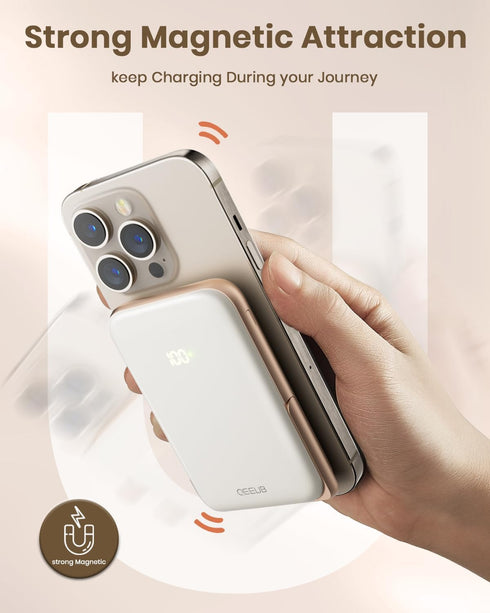 Magnetic Power Bank, 10000mAh Wireless Portable Charger, 20W Mag-Safe Battery Bank with Stand & USB-C Fast Charging, for Magsafe Battery Pack LED ...