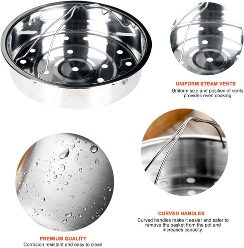 Secura Stainless Steel 6-quart Electric Pressure Cooker Steam Rack Steamer Basket Insert Set...
