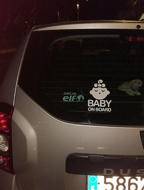 TOTOMO Baby on Board Sticker for Cars Funny Cute Safety Caution Decal Sign for Car Window and Bumper No Magnet - Sleeping Baby Girl with Ribbon (2...