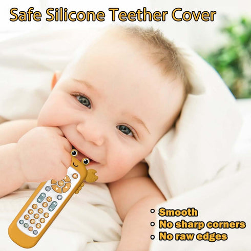 Baby TV Remote Control Toy with Cute Crab Soft Silicone Cover Teething Toy, Realistic Baby Musical Remote Control Toy with Light ? Sound, Educatio...