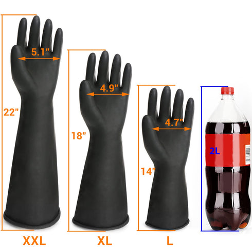 Black Rubber Gloves Extra Large, 22" Long Chemical Resistant Gloves, Waterproof Reusable Dishwashing Household Cleaning Safety Work Heavy Duty Ind...