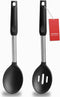 Pack of 2 Large Silicone Cooking Spoons,Non Stick Solid Basting Spoon,Heat-Resistant Kitchen Utensils for Mixing,Serving,Draining,Stirring (Black)...