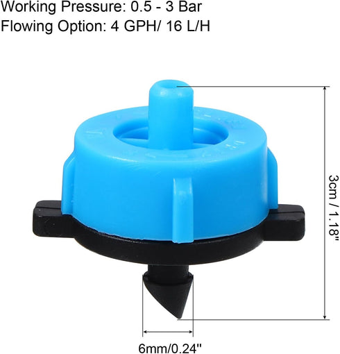 uxcell Drip Irrigation Emitters, 50pcs - 4/7 Inch Miniature Drip Sprinkler, 4 GPH Pressure Compensated Dripper for Garden Flower Pots Plants Lawns...