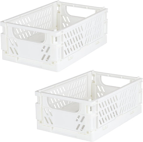 2-Pack Mini Foldable Plastic Baskets for Organizing and Storage, Collapsible Storage Crate for Home Kitchen Bedroom Bathroom Office (5.9x3.8x2.2, ...