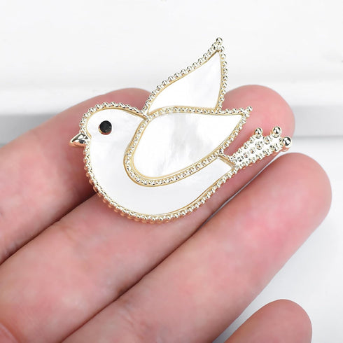 Elegant Brass Micro Pave Rhinestone Crystal Dove Bird of Peace Pigeon Bird Brooch Lapel Pins Breastpin Broach Custom Jewelry...
