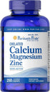 Puritan's Pride Chelated Calcium Magnesium Zinc, Plays a Role in Bone Health and Helps Support Immune Function, 250 Count...