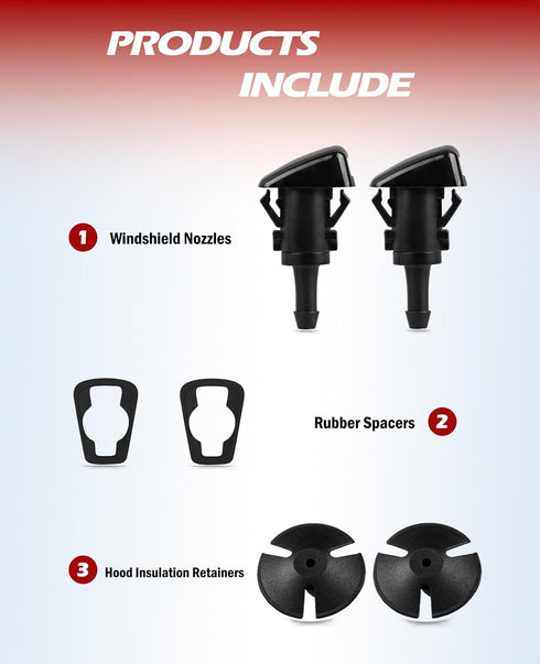 Xislet Windshield Washer Nozzle and Hood Insulation Retainers, Windshield Sprayer Nozzle for Jeep, Dodge Ram, Chrysler Pt Cruiser Replaces OEM #: ...