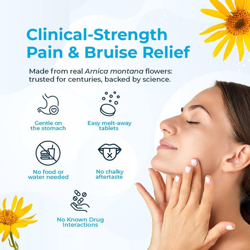 Arnica Montana 30X HPUS, Clinical Grade, Quick Dissolve Tablets, Five-Day Recovery Pack for Pain and Bruise Relief After Surgery or Injury, Natura...