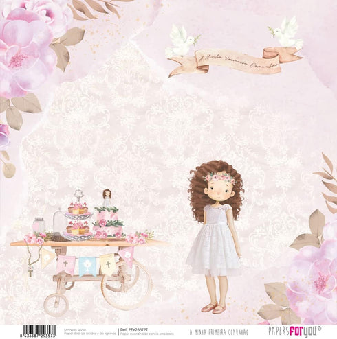Papers For You - Scrapbooking Paper Kit in Portuguese | "A Day of Illusion Brown Haired Girl" Collection | Includes 12 Double Sided Papers with Va...
