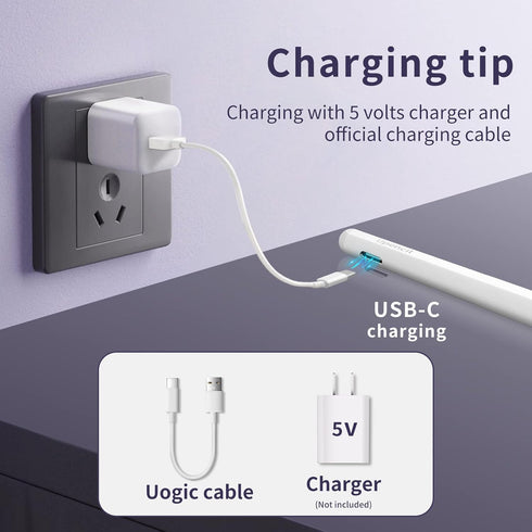 Uogic Stylus Pen for ipad, 2018-2022 Model, Magnetic, Rechargeable, Palm Rejection, Compatible with Apple ipad pro 11"/12.9", ipad 6/7/8/9/10th Ge...