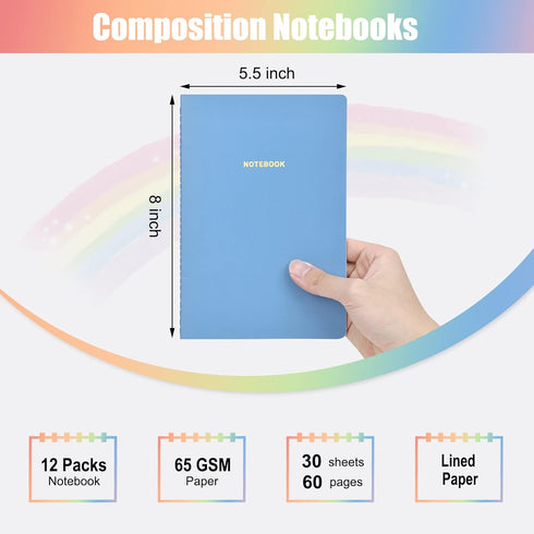 EOOUT 12 Pack A5 Lined Bulk Journals for Writing, 5.5 x 8in Pastel Journal Notebook Set, Cute Notebooks Softcover Thin Journals for Kids, Drawing,...