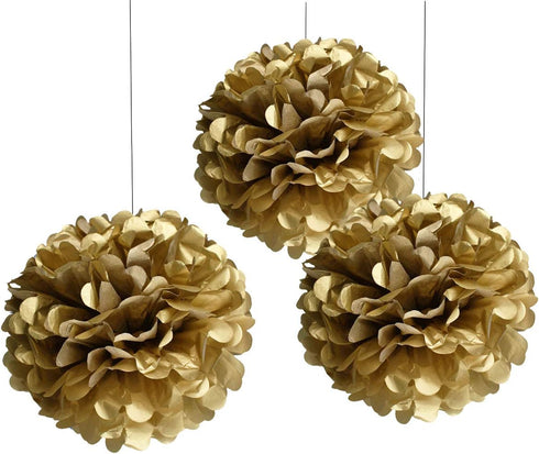 TopAAA 12pcs Tissue Paper Flower Poms DIY Wedding Birthday Graduation Party Decorations of 10 inches (Gold)...