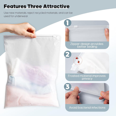 8x10 Inch Frosted Zipper Poly Bags for Clothing, 50Pcs Plastic Packaging Bags for Small Businesses orTravel Storage, Clear Apparel Bag for Hoodies...
