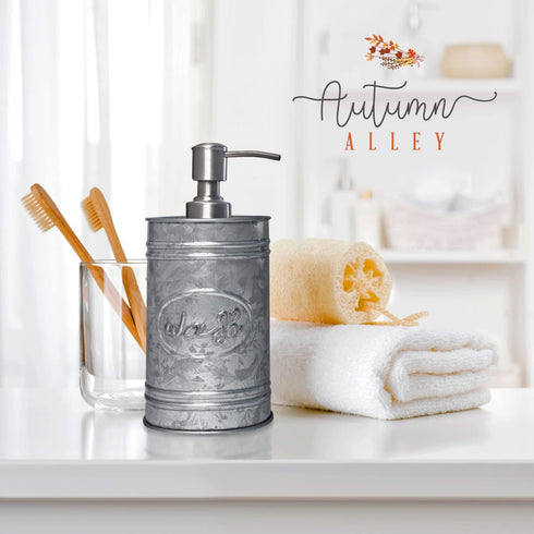 Autumn Alley Galvanized Farmhouse Soap Dispenser Kitchen - Rustic Soap Dispenser for Bathroom - Stainless Steel Pump for Hand Wash, Sanitizer, Lot...