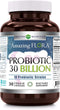 Amazing Flora Probiotic 10 Best Probiotics Strains | 30 Billion | Veggie Capsules Supplement | Non-GMO | Gluten Free | Made in USA (1 Pack, 30 Cou...