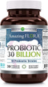 Amazing Flora Probiotic 10 Best Probiotics Strains | 30 Billion | Veggie Capsules Supplement | Non-GMO | Gluten Free | Made in USA (1 Pack, 30 Cou...