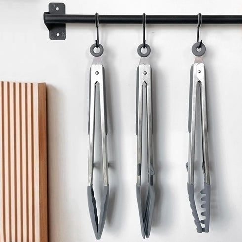 Tongs for Cooking, 12" Kitchen Tongs with Silicone Tips, Food Grade Serving Tongs Set of 3, Grey...