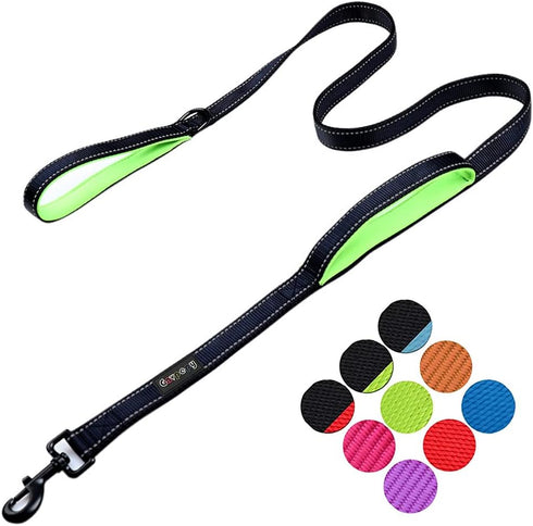 3M Reflective Dog Leash 5ft Long with Traffic Padded Handle, Dog Training Leash Heavy Duty,Double Handle Lead for Large or Medium Dog...