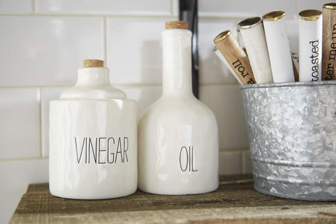Stacked Oil and Vinegar Decanter Set, White...