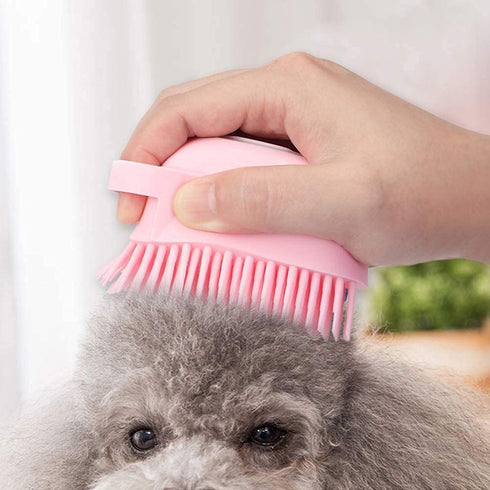 Dog Bath Brush Silicone Rubber Dog Grooming Brush Silicone Puppy Cat Grooming Cleaning for Short Long Haired Dogs and Cats Washing (Pink)...