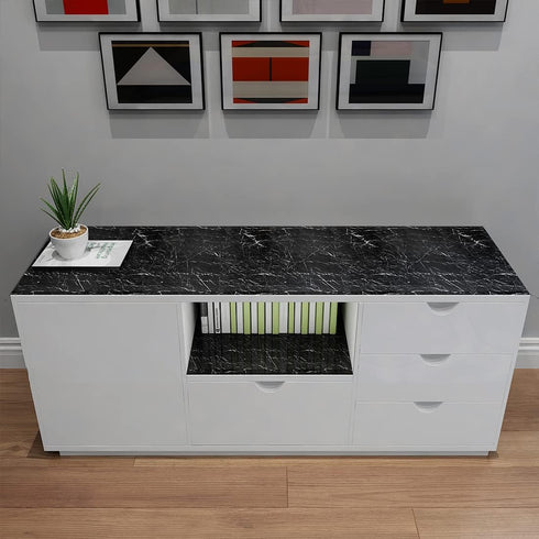 YENHOME Black Marble Contact Paper for Countertops Black Marble Wallpaper Peel and Stick Countertops Contact Paper 17.7"X118" Glossy Marble Peel a...