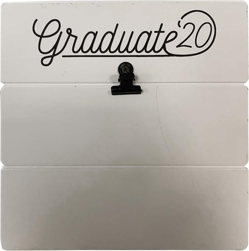 PRINZ at Home Graduate ’20 Prairie White Plank Frame with Bulldog Clip, 7” W x 7” H x 0.62” D – Easel Desktop or Wall Mounted Graduation Gift Disp...