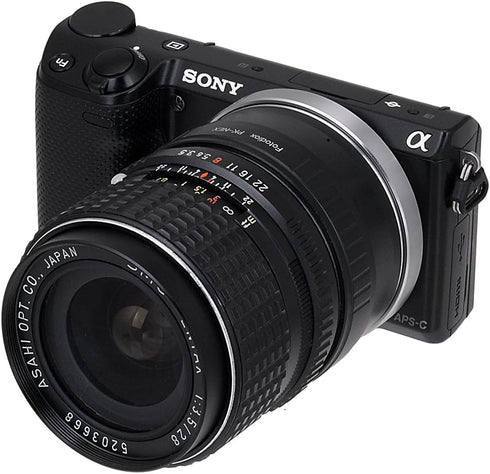 Fotodiox Lens Mount Adapter- PK-NEX, Pentax K/PK Lens to Sony Alpha Nex E-mount Camera Adapter, fit Sony NEX 3, Nex 5, NEX-VG10...
