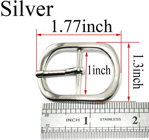 Halter Buckle 5PCS 1" Silver Oval Center Bar Belt Buckles Single Prong Strap Buckles Tri-Glide Slide Buckles...