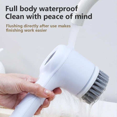 Electric Spin Scrubber Bathroom Cordless Electric Cleaning Brush with 5 Replaceable Heads Handheld Powerful Cleaning Brush with LED Display for Cl...