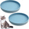 Silicone Cat Bowl Set of 2 Shallow Cat Food Dish 7in Wide Cat Plates Relief Whisker Fatigue Pet Feeding Bowls for Kittens Puppy Dog (Round Blue)...