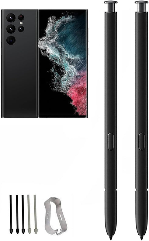 2 Pcs Galaxy S22 Ultra S Pen Replacement for Samsung Galaxy S22 Ultra 5G Stylus Pen, S22 S Pen Without Bluetooth S Pen + Tips/Nibs (Black)......