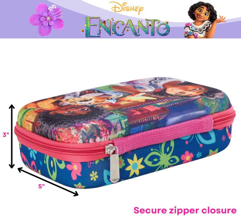 Innovative Designs Disney Encanto Pencil Case Set with Stickers and Gel Pens for Kids, Molded with Zip Closure, Pink...