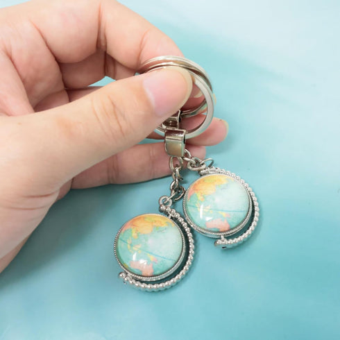 Honbay 3PCS Rotated Globe Keychains Double-Sided Glass Earth Keyrings Keyholder Creative Bag Hanging Ornament for Keys Backpack Purse or Car Decor...