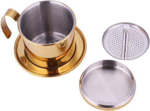 Vietnamese Coffee Drip Filter, Vietnamese Coffee Maker,Filter Paper Stainless Steel Camping Coffee Maker,Small French Press Portable Cup, Single S...