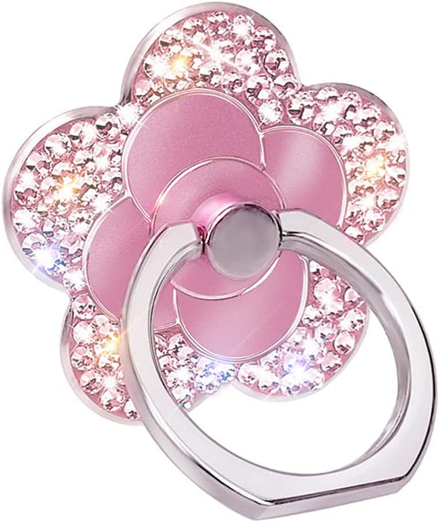 Bling Cute Flower Cell Phone Ring Holder with Crystal Rhinestone 360°Rotation Metal Finger Stand Kickstand Universal Compatible with iPhone Samsun...