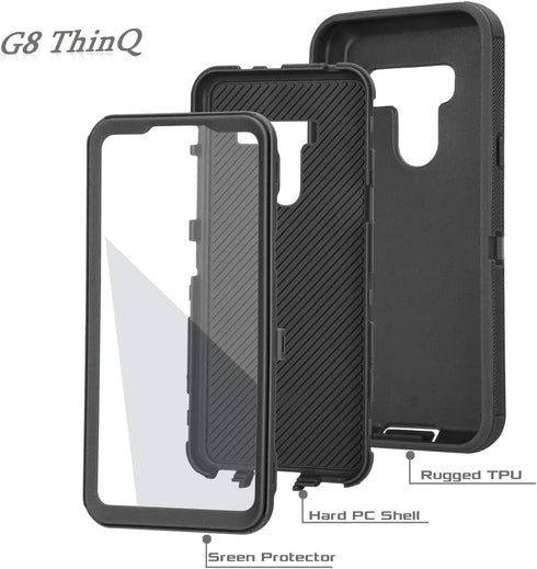 Case for LG G8/G8 ThinQ, with Built-in Screen Protector Full Body Heavy Duty Shockproof Hybrid Impact Resistant Rugged Bumper 3 in 1 Protective Co...