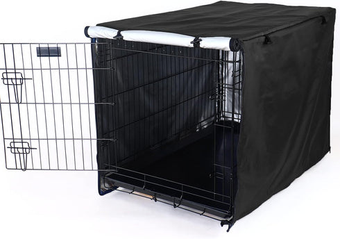 Durable Dog Crate Cover-Double Door, Pet Kennel Cover Waterproof Anti-UV Dog Cage Cover Fit for 24-48 inches Crate -Black...