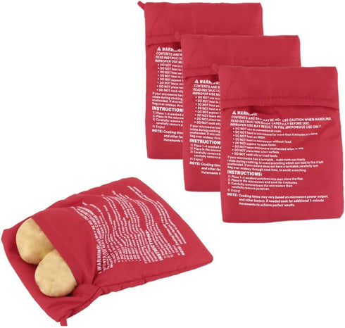 4 PCS Red Microwave Potato Bag Reusable Microwave Cooker Bag Baked Sweet Potato Corn Bag Pouch for Kitchen...