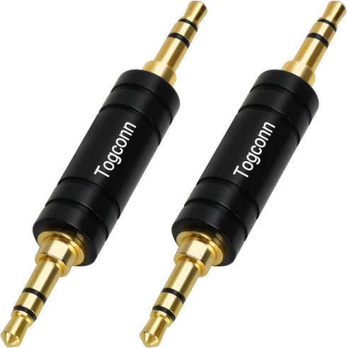 3.5mm Stereo AUX Male to Male Gold-Plated Adapter 2 Pack,3-Pole 3.5mm 1/8 inch TRS Stereo Jack to 3.5mm Stereo Jack Audio Metal Coupler Connector ...