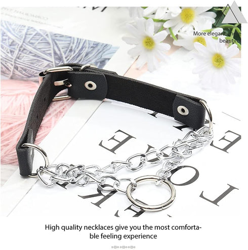 CLOACE Punk Leather Choker Necklace Black Gothic Collar Chokers Necklaces Wide Leathers Costume Jewelry Accessories for Women...