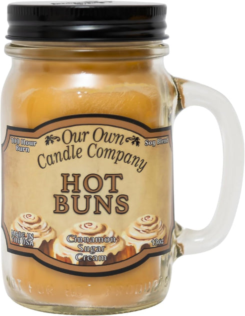 Our Own Candle Company, Hot Buns Scented Mason Jar Candle, 100 Hour Burn Time, Made in The USA - 13 Ounces...